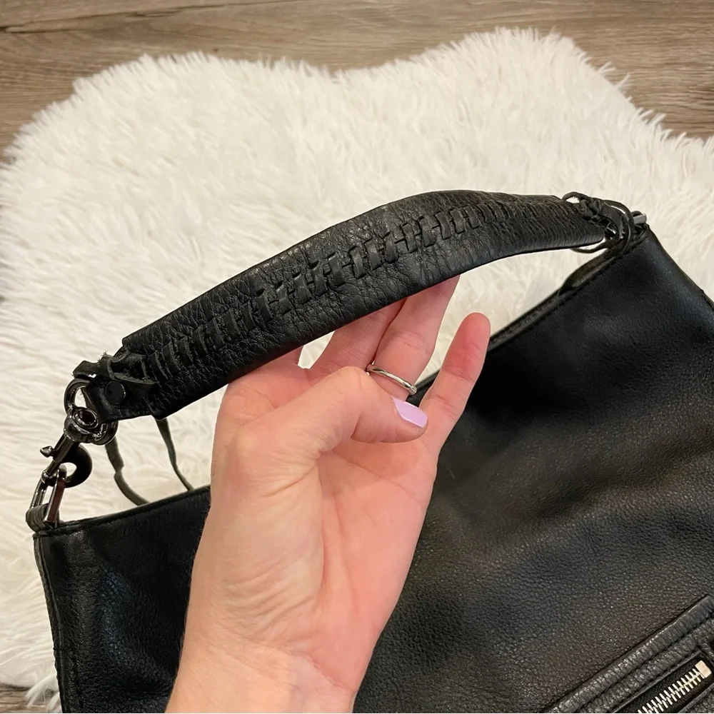 Rebecca Minkoff Purse Hobo Bucket Bag Black Leather Medium Designer Classic